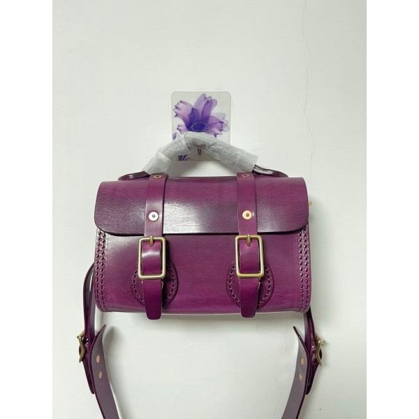Handmade Cambridge Bag with Thickened Oil-Waxed Vegetable Tanned Leather